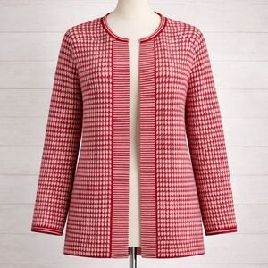 Talbot Merino Wool Checkered Cardigan Medium